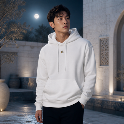 Crescent &amp; Star Symbol Hoodie in White – Bright Future product image