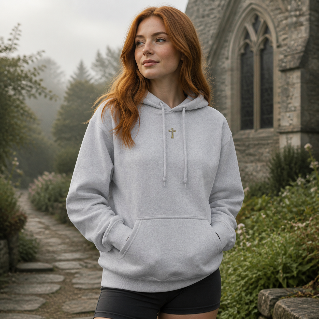 Cross Symbol Hoodie in Sport Grey – Bright Future product image