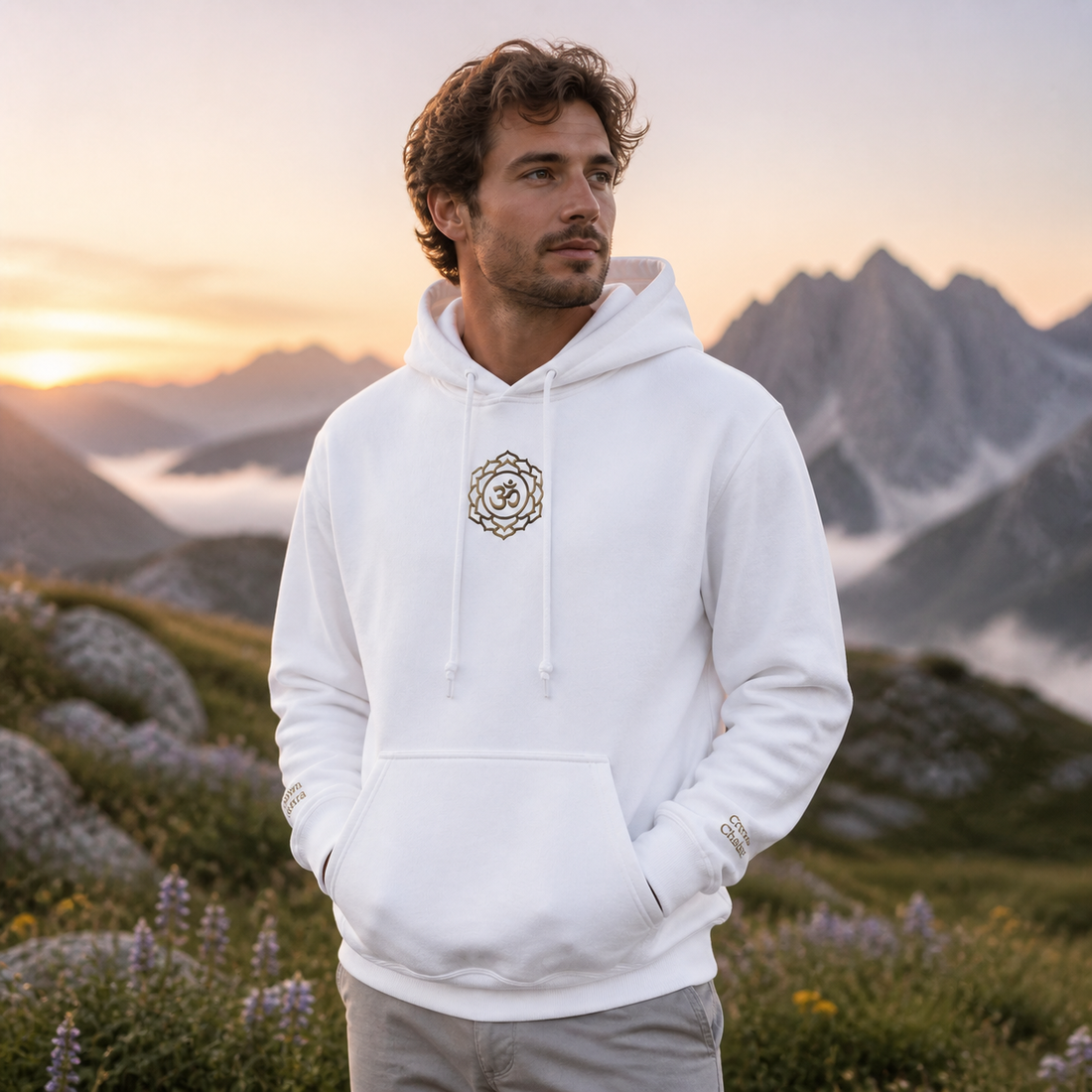 Crown Chakra Hoodie in White – Bright Future product image