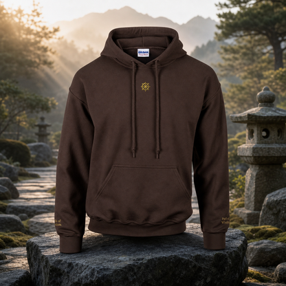 Dharma Wheel Symbol Hoodie in Dark Chocolate – Bright Future product image