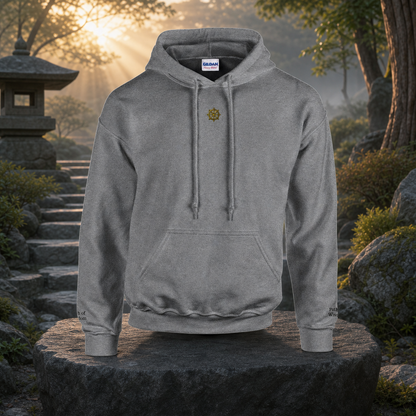 Dharma Wheel Symbol Hoodie in Graphite Heather – Bright Future product image