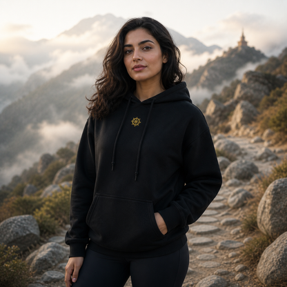 Dharma Wheel Symbol Hoodie in Black – Bright Future product image