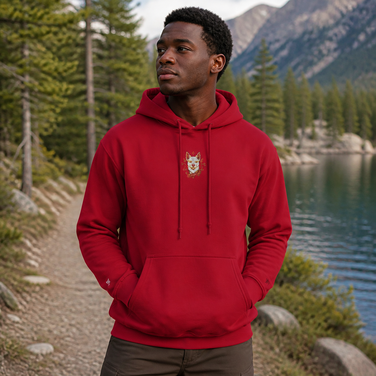 Dog Chinese Zodiac Hoodie in Cherry Red – Bright Future product image