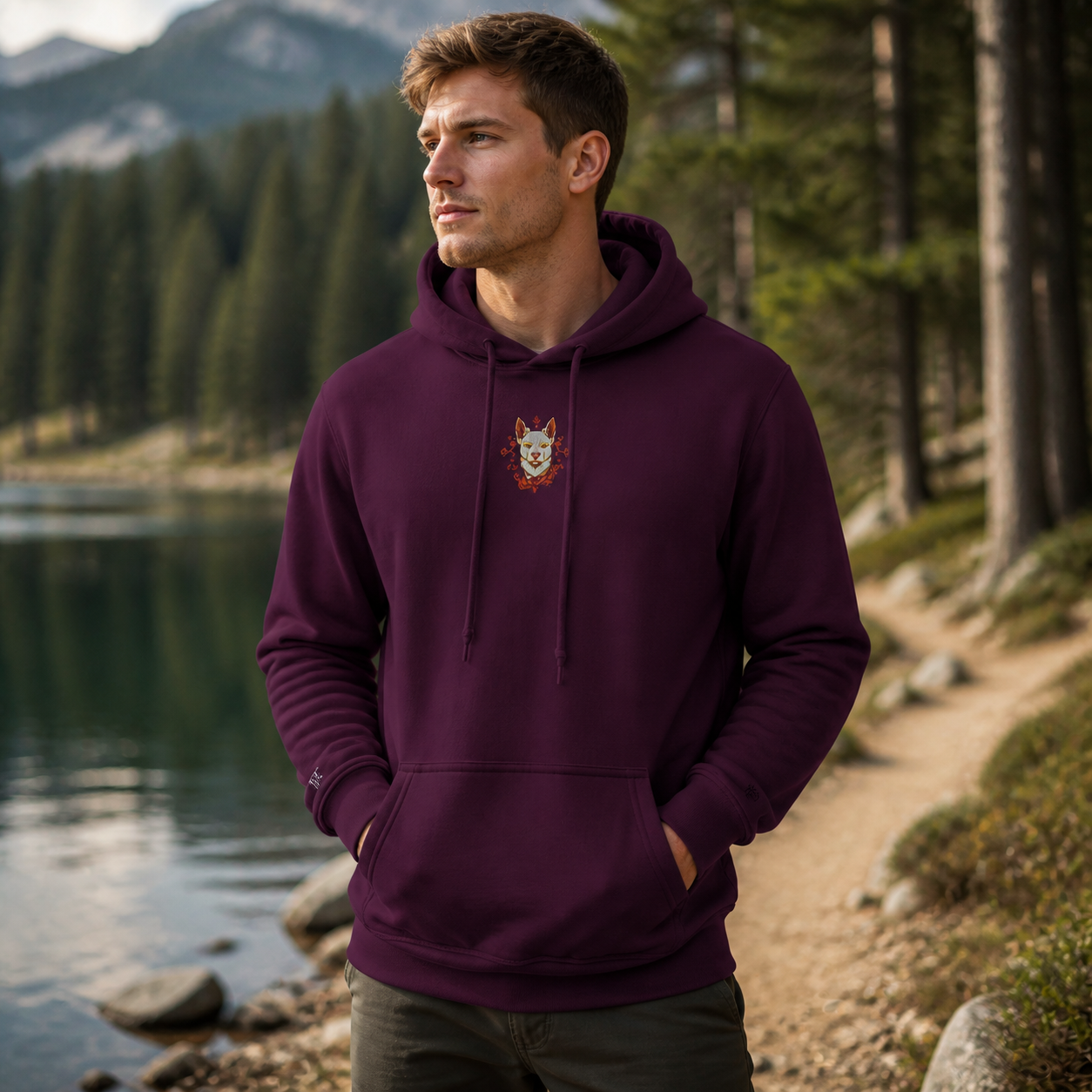 Dog Chinese Zodiac Hoodie in Maroon – Bright Future product image