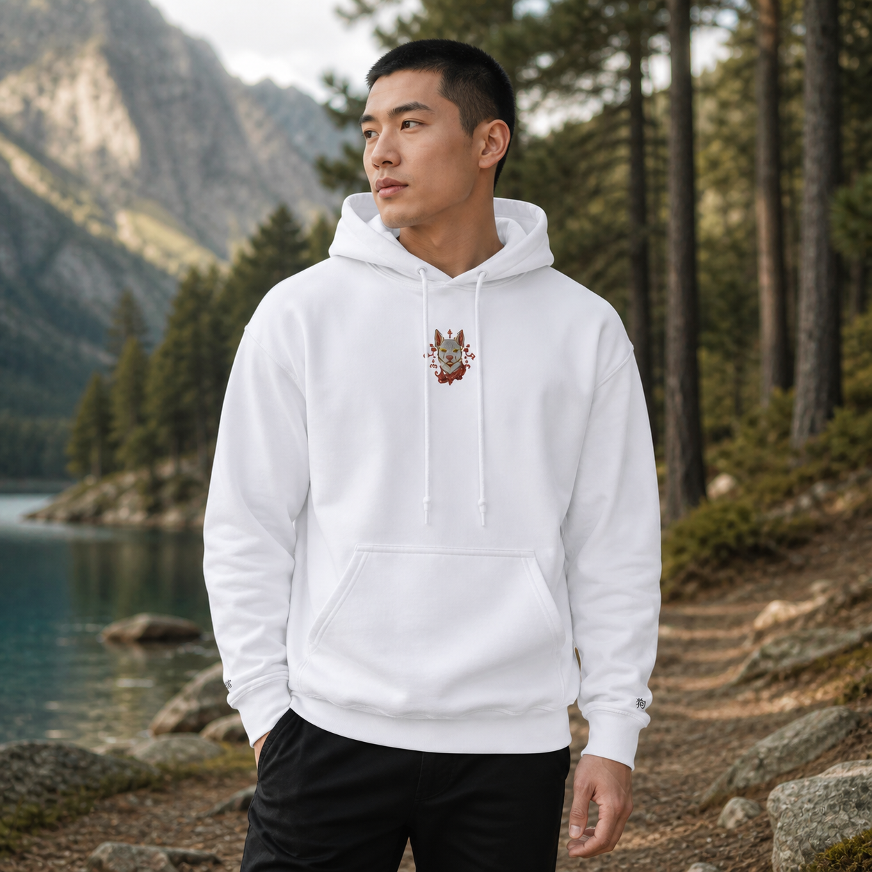 Dog Chinese Zodiac Hoodie in White – Bright Future product image