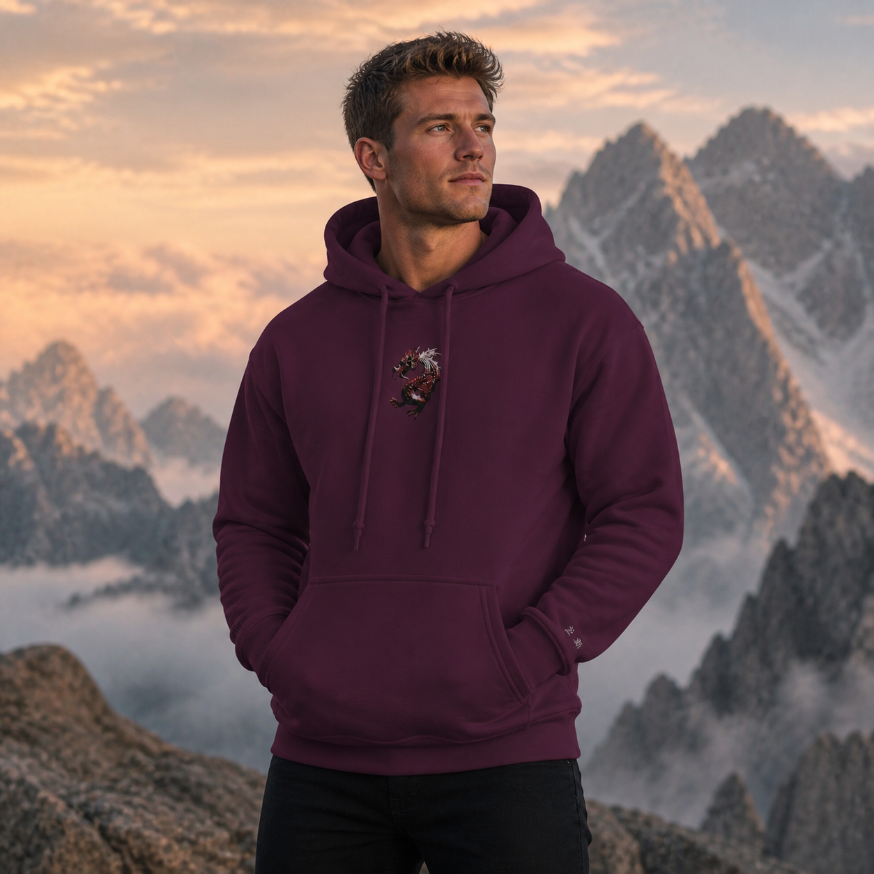 Dragon Chinese Zodiac Hoodie in Maroon – Bright Future product image