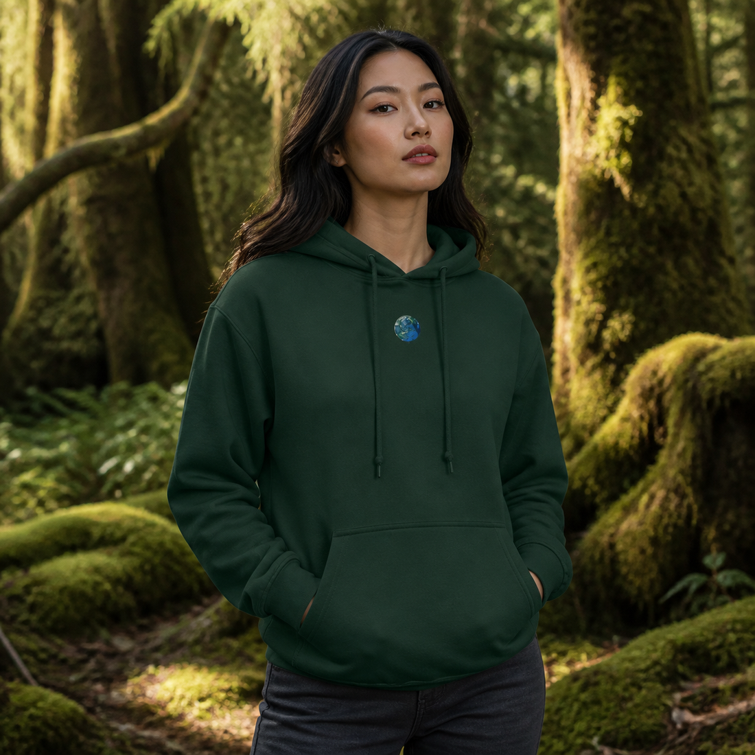 Earth Planet Hoodie in Forest Green – Bright Future product image