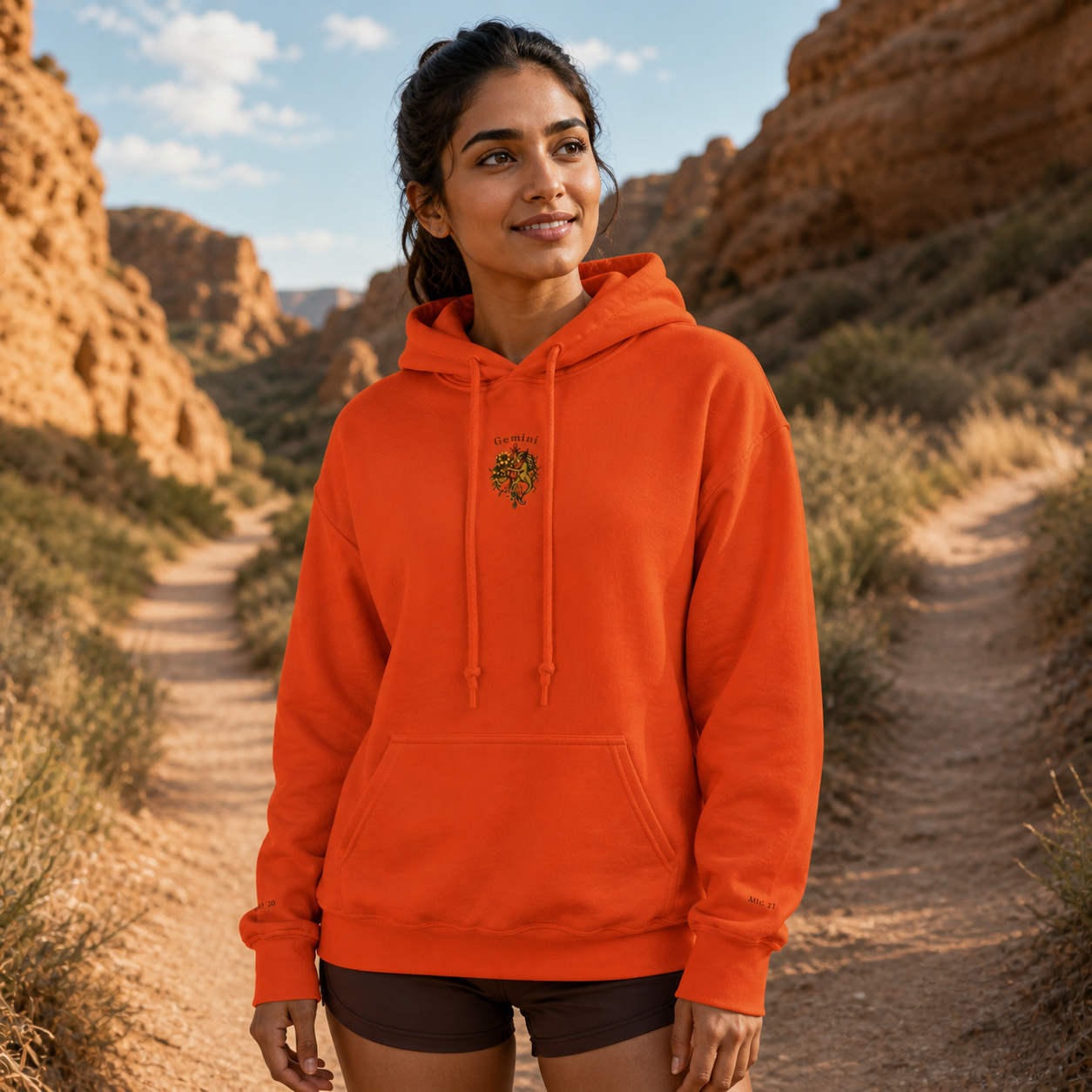 Gemini Zodiac Hoodie in Orange – Bright Future product image