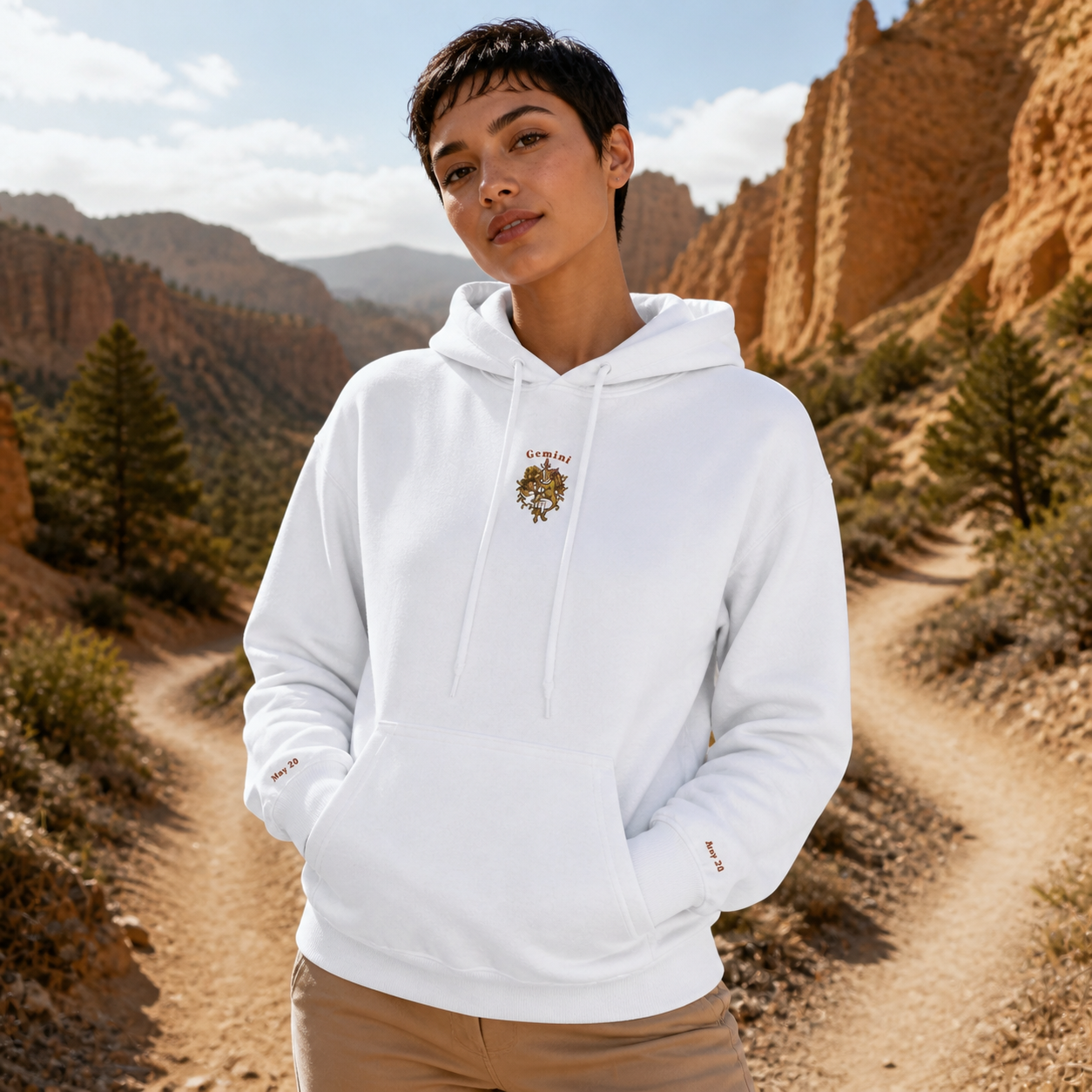 Gemini Zodiac Hoodie in White – Bright Future product image