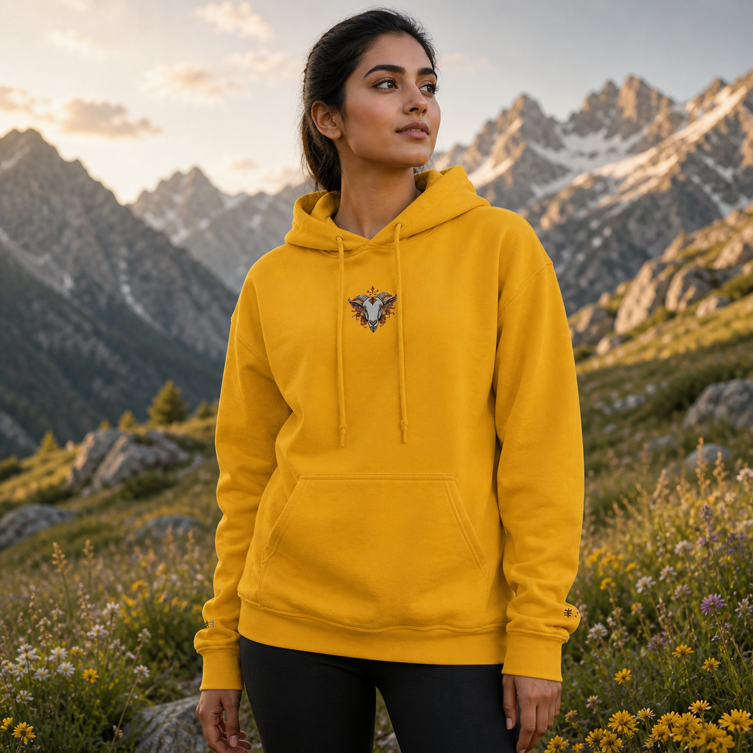 Goat Chinese Zodiac Hoodie in Gold – Bright Future product image