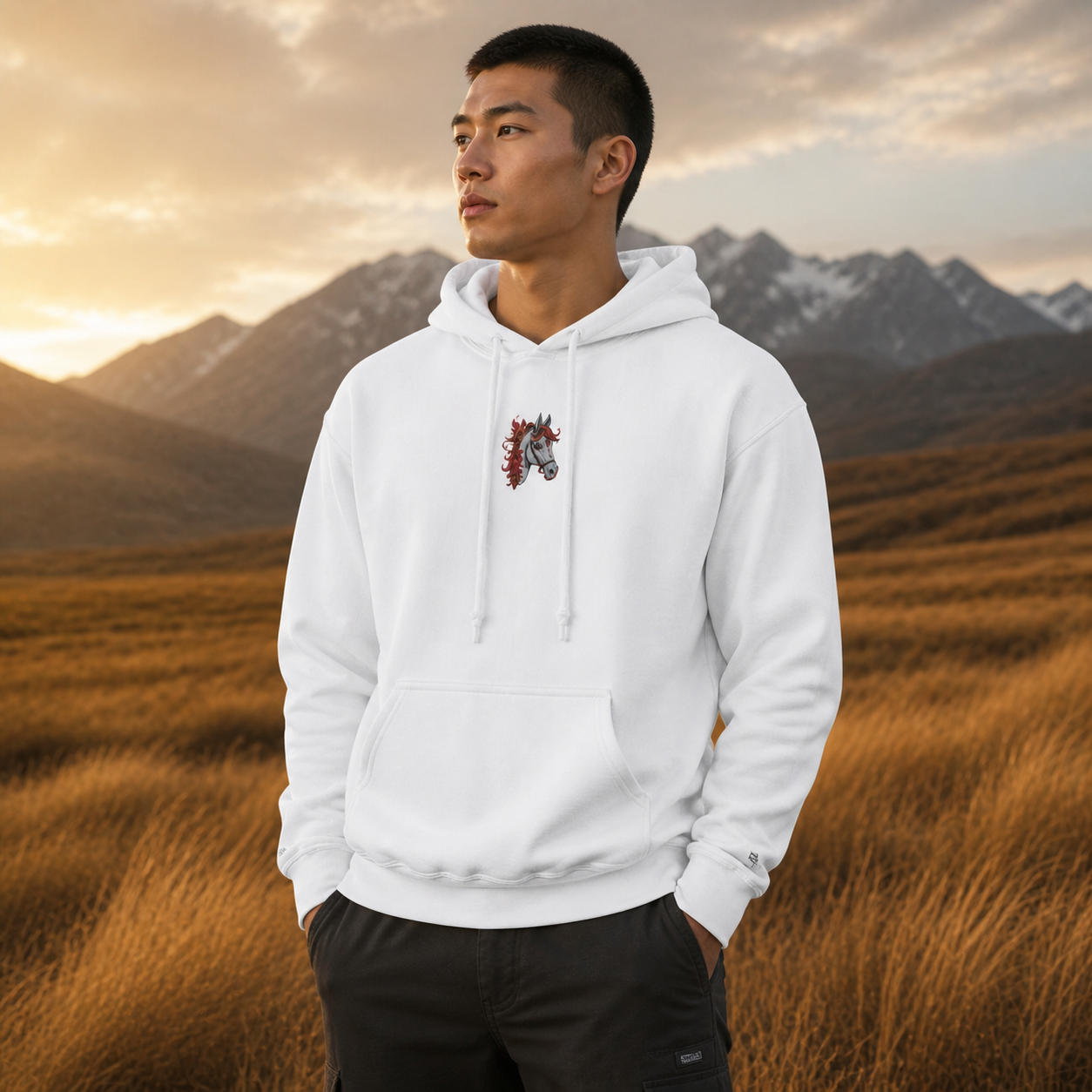 Horse Chinese Zodiac Hoodie in White – Bright Future product image