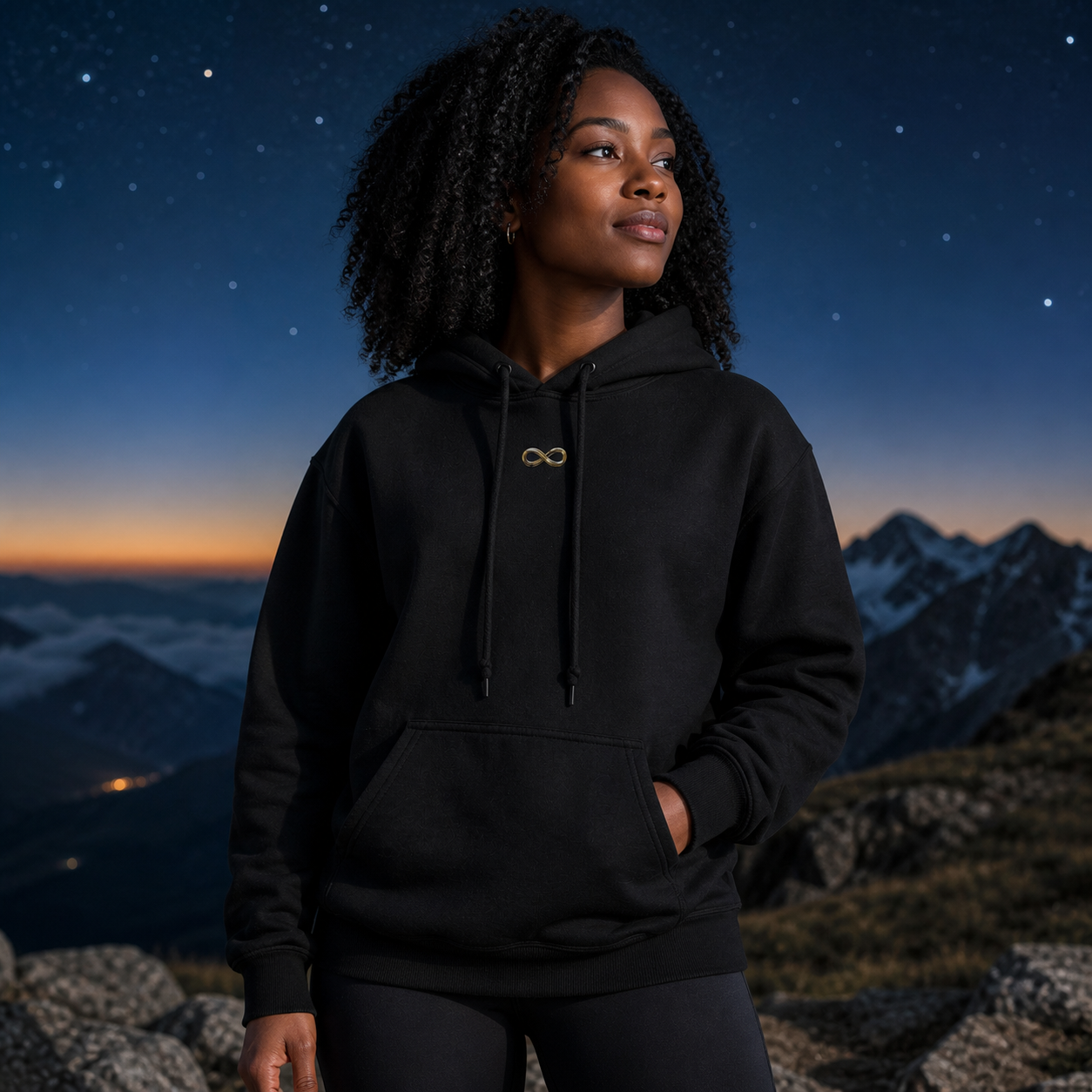 Infinity Symbol Hoodie in Black – Bright Future product image