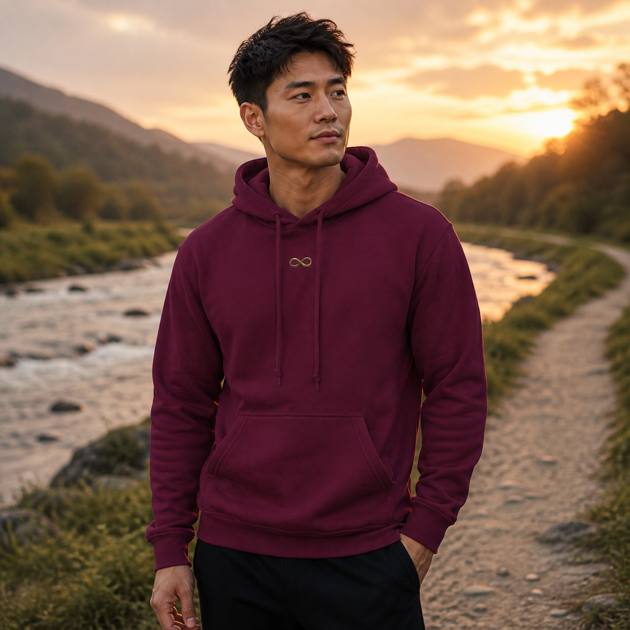 Infinity Symbol Hoodie in Maroon – Bright Future product image