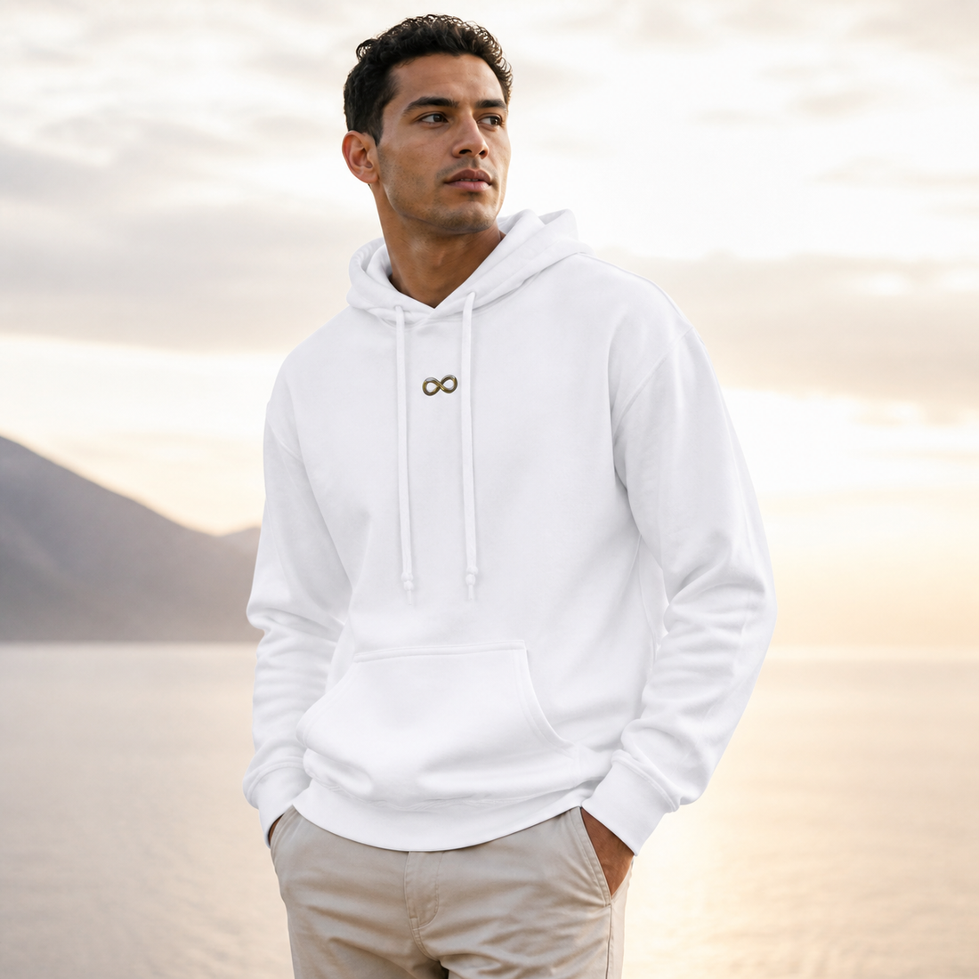 Infinity Symbol Hoodie in White – Bright Future product image