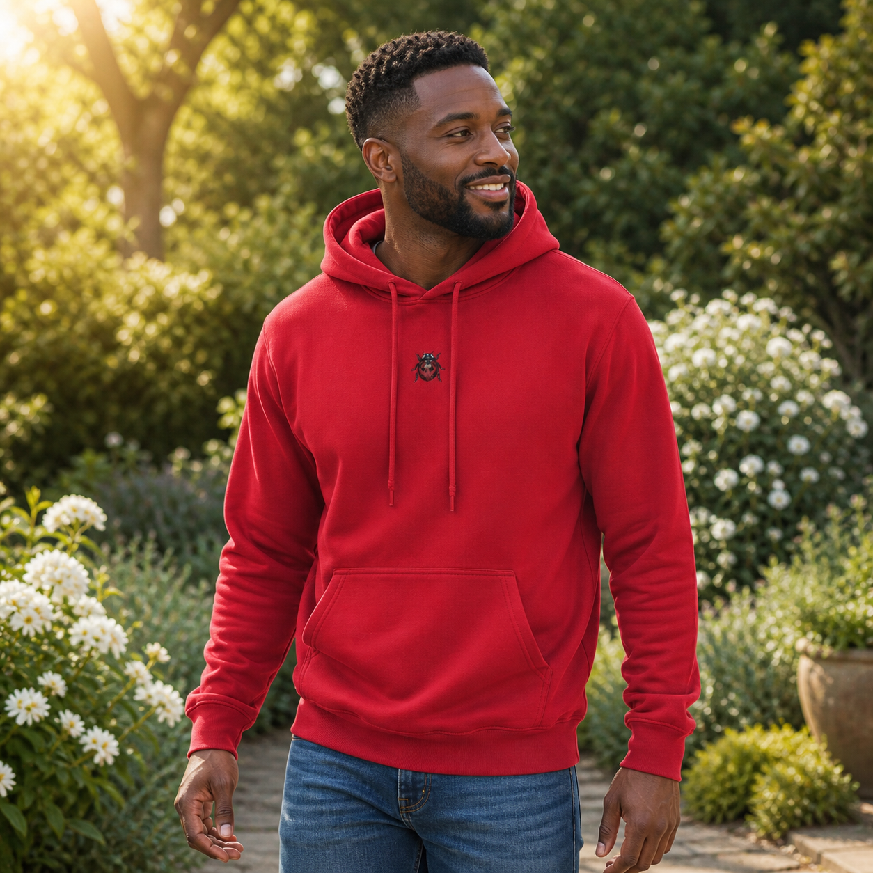 Ladybird Hoodie – Luck &amp; Protection in Cherry Red – Bright Future product image