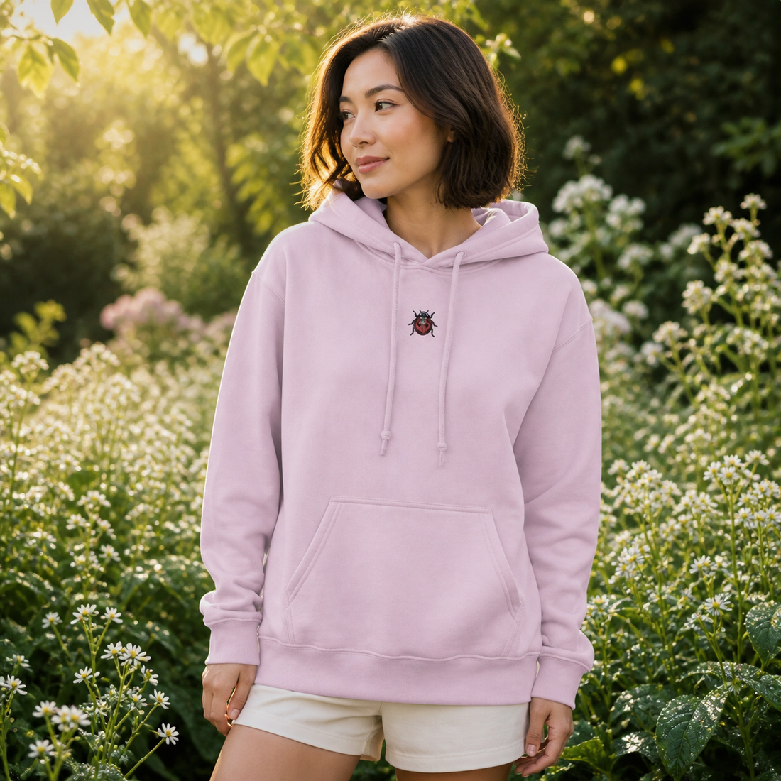 Ladybird Hoodie – Luck &amp; Protection in Light Pink – Bright Future product image