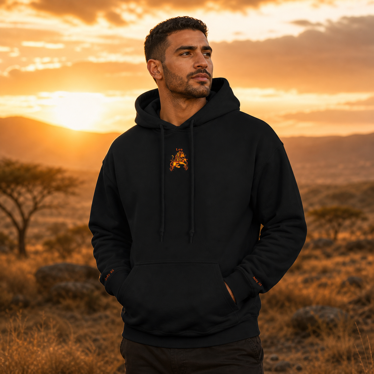 Leo Zodiac Hoodie in Black – Bright Future product image
