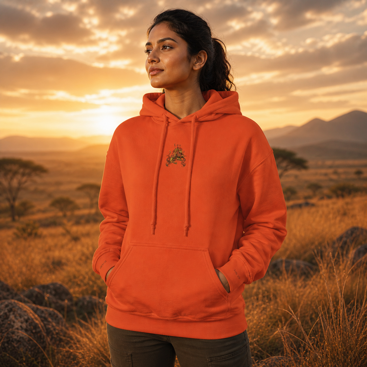 Leo Zodiac Hoodie in Orange – Bright Future product image