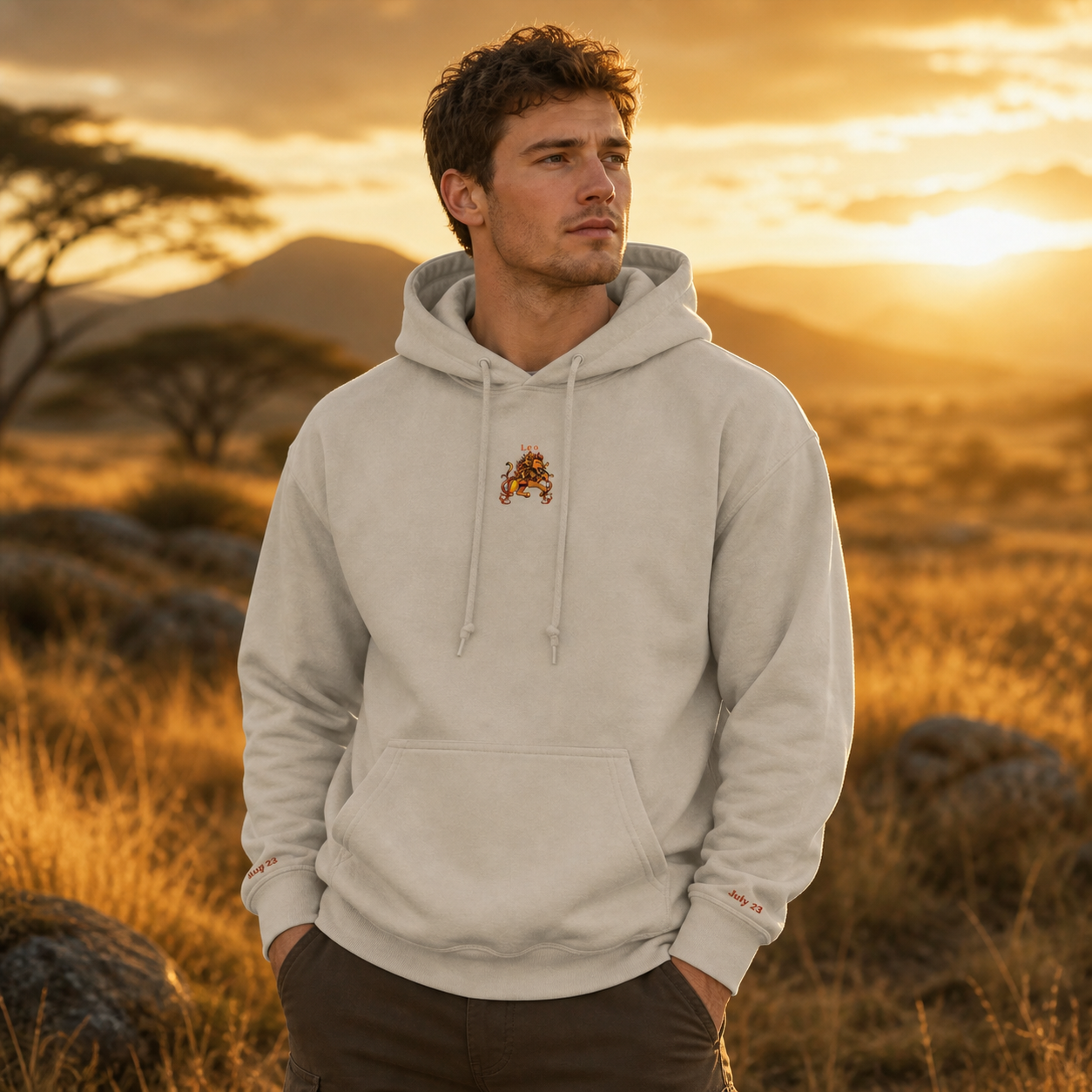 Leo Zodiac Hoodie in Sand – Bright Future product image