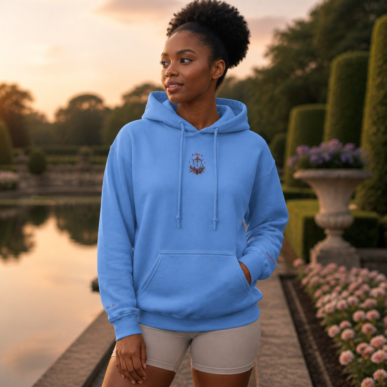 Libra Zodiac Hoodie in Carolina Blue – Bright Future product image