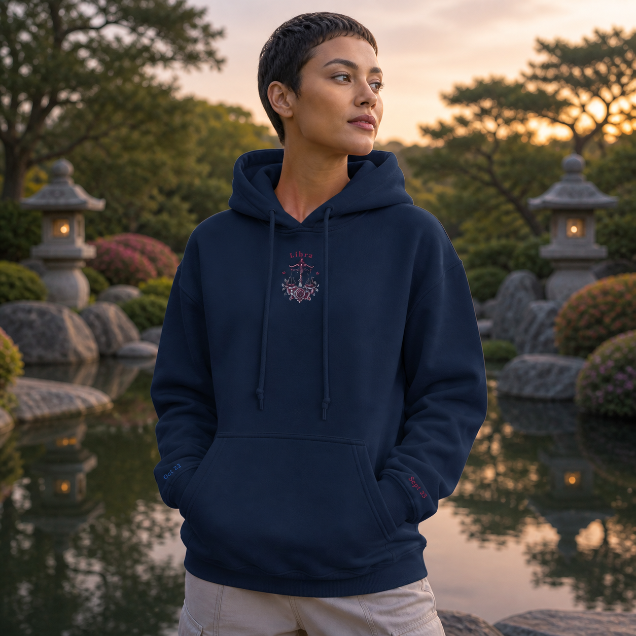 Libra Zodiac Hoodie in Navy – Bright Future product image