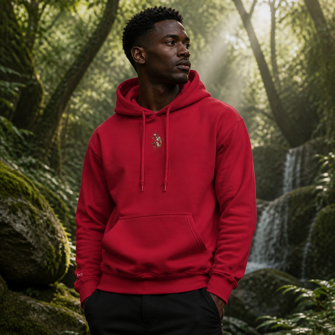 Monkey Chinese Zodiac Hoodie in Cherry Red – Bright Future product image