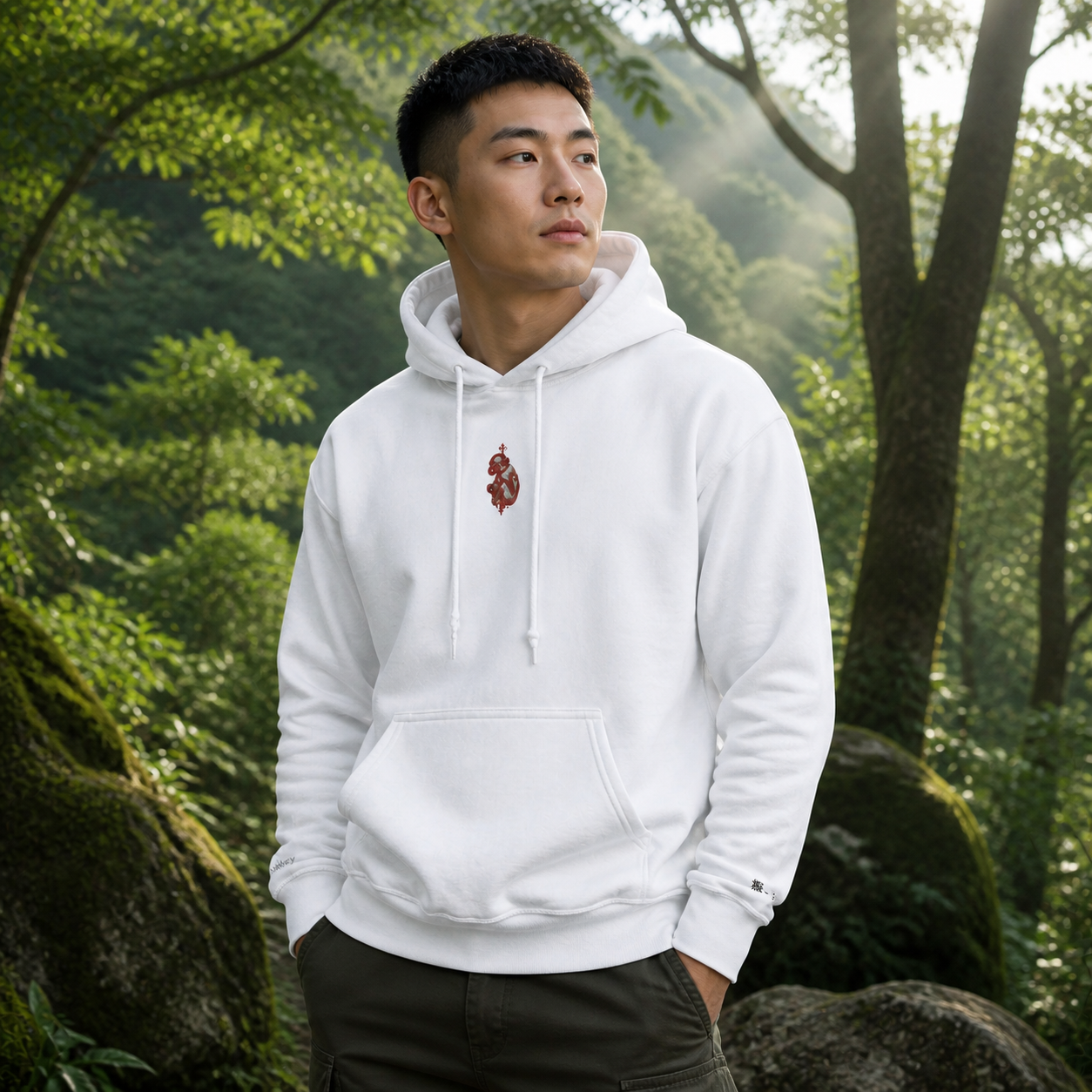 Monkey Chinese Zodiac Hoodie in White – Bright Future product image