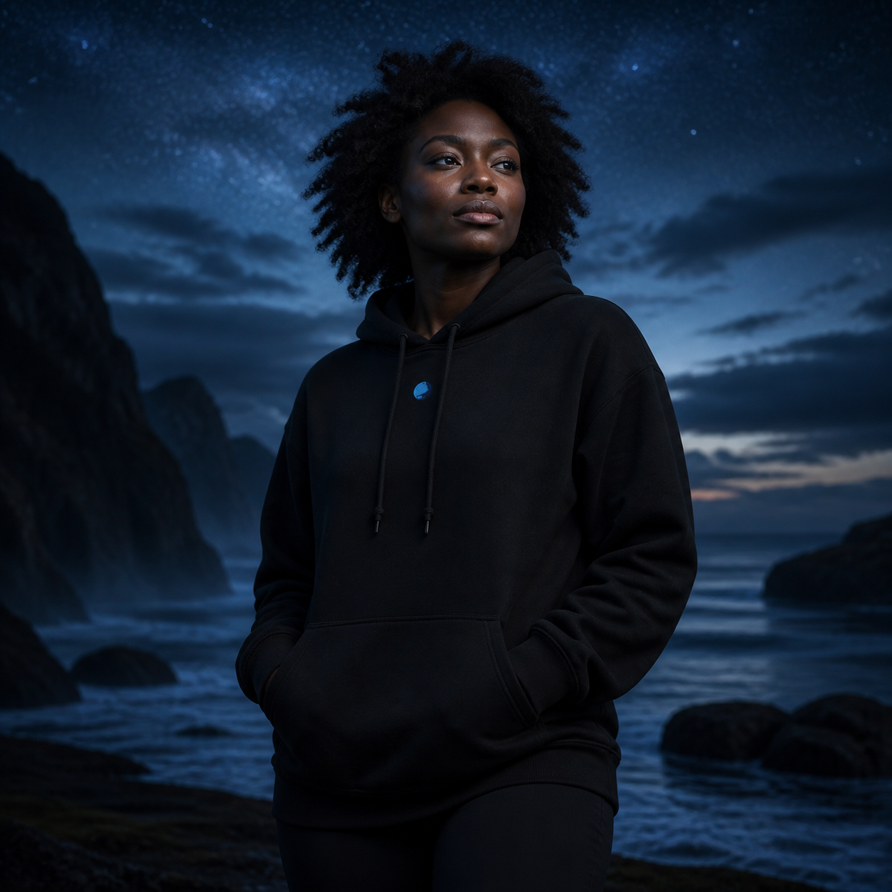 Neptune Planet Hoodie in Black – Bright Future product image