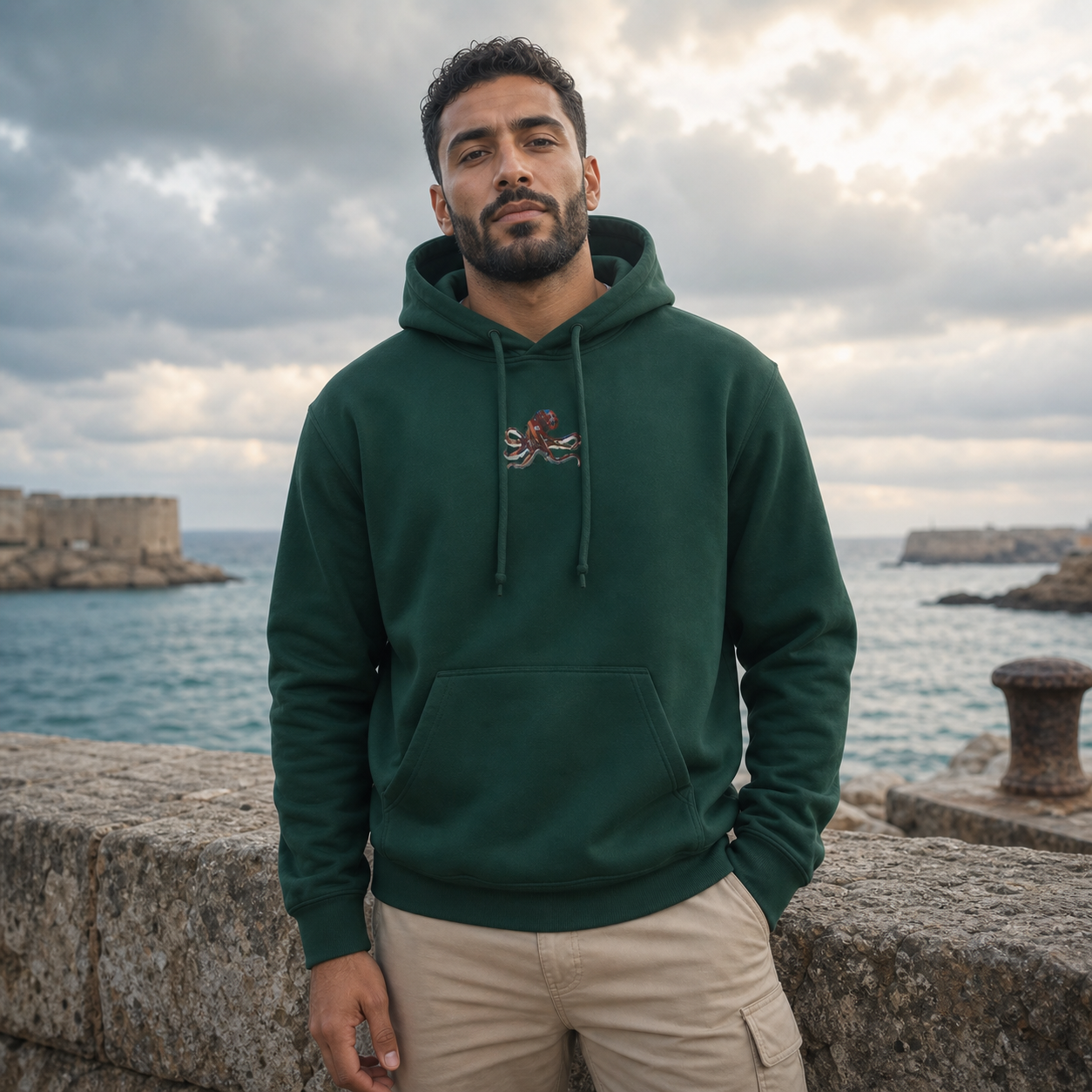 Octopus Hoodie in Forest Green – Bright Future product image