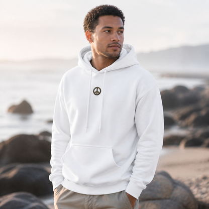 Peace Symbol Hoodie in White – Bright Future product image