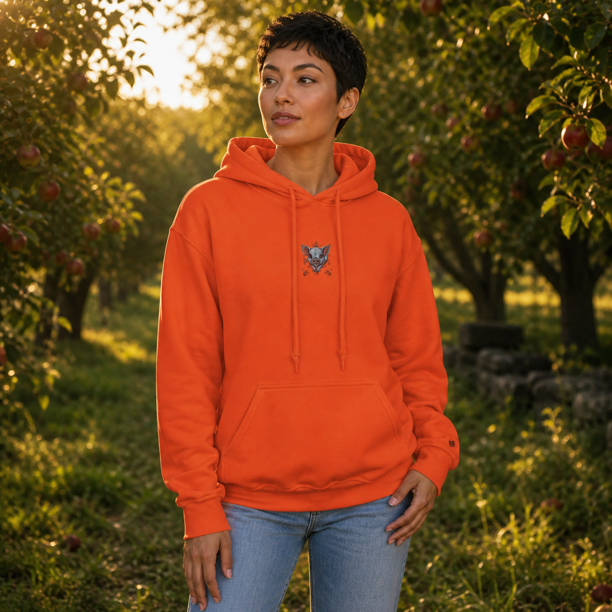 Pig Chinese Zodiac Hoodie in Orange – Bright Future product image