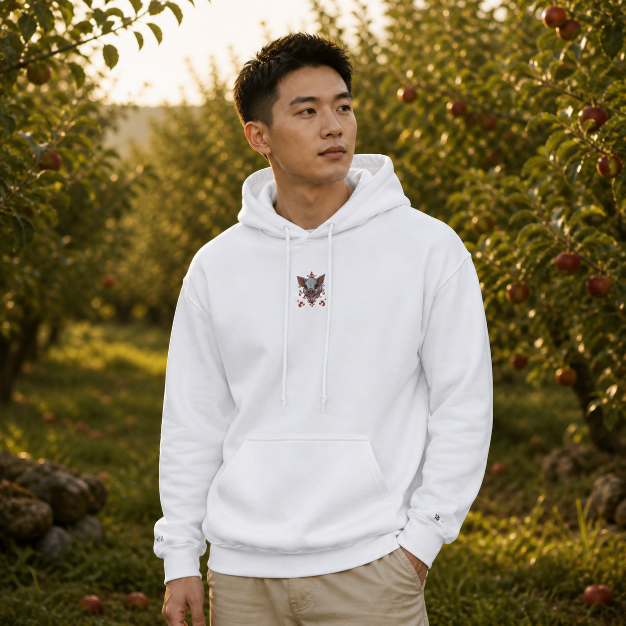 Pig Chinese Zodiac Hoodie in White – Bright Future product image