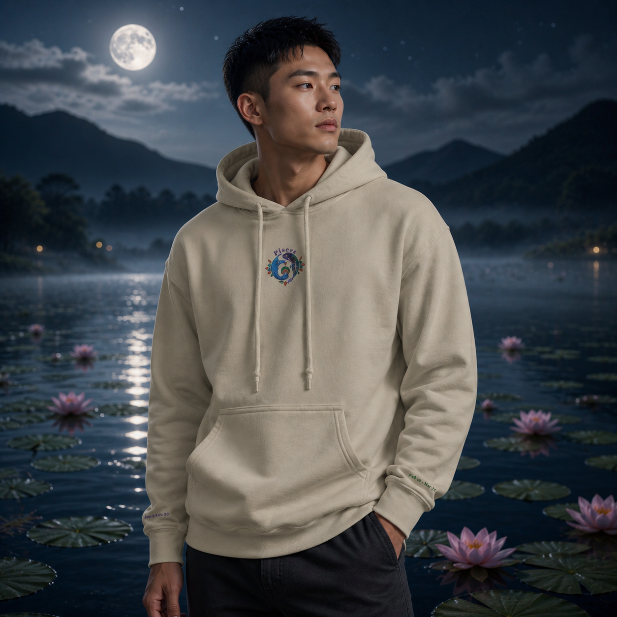 Pisces Zodiac Hoodie in Sand – Bright Future product image