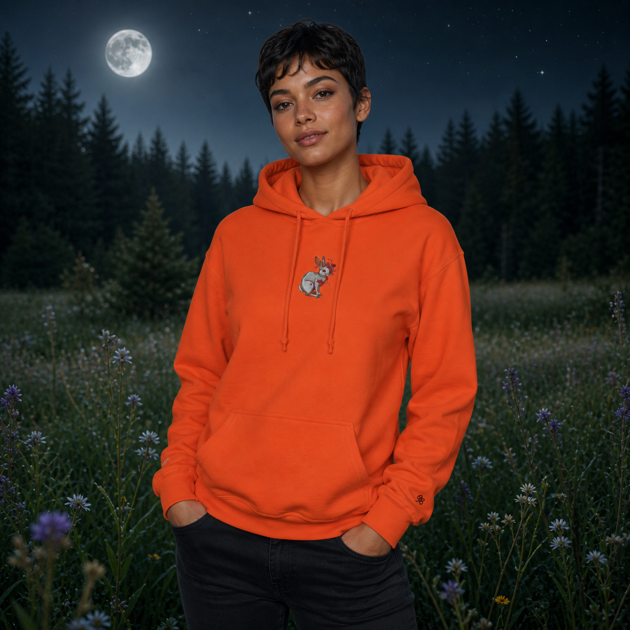 Rabbit Chinese Zodiac Hoodie in Orange – Bright Future product image