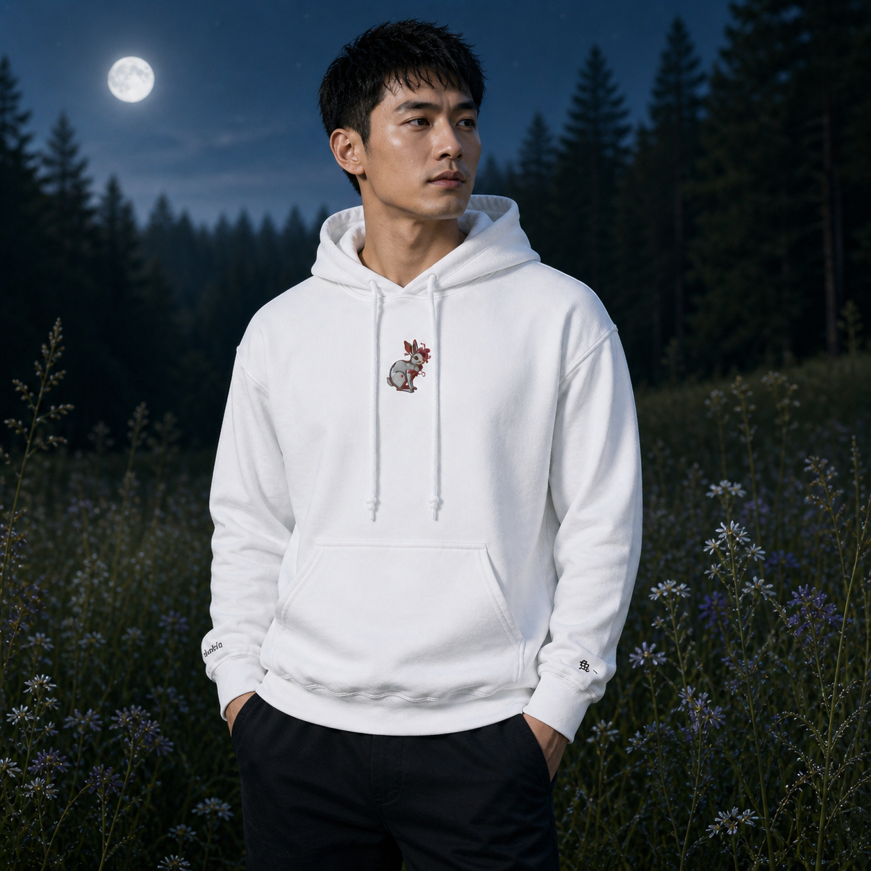 Rabbit Chinese Zodiac Hoodie in White – Bright Future product image