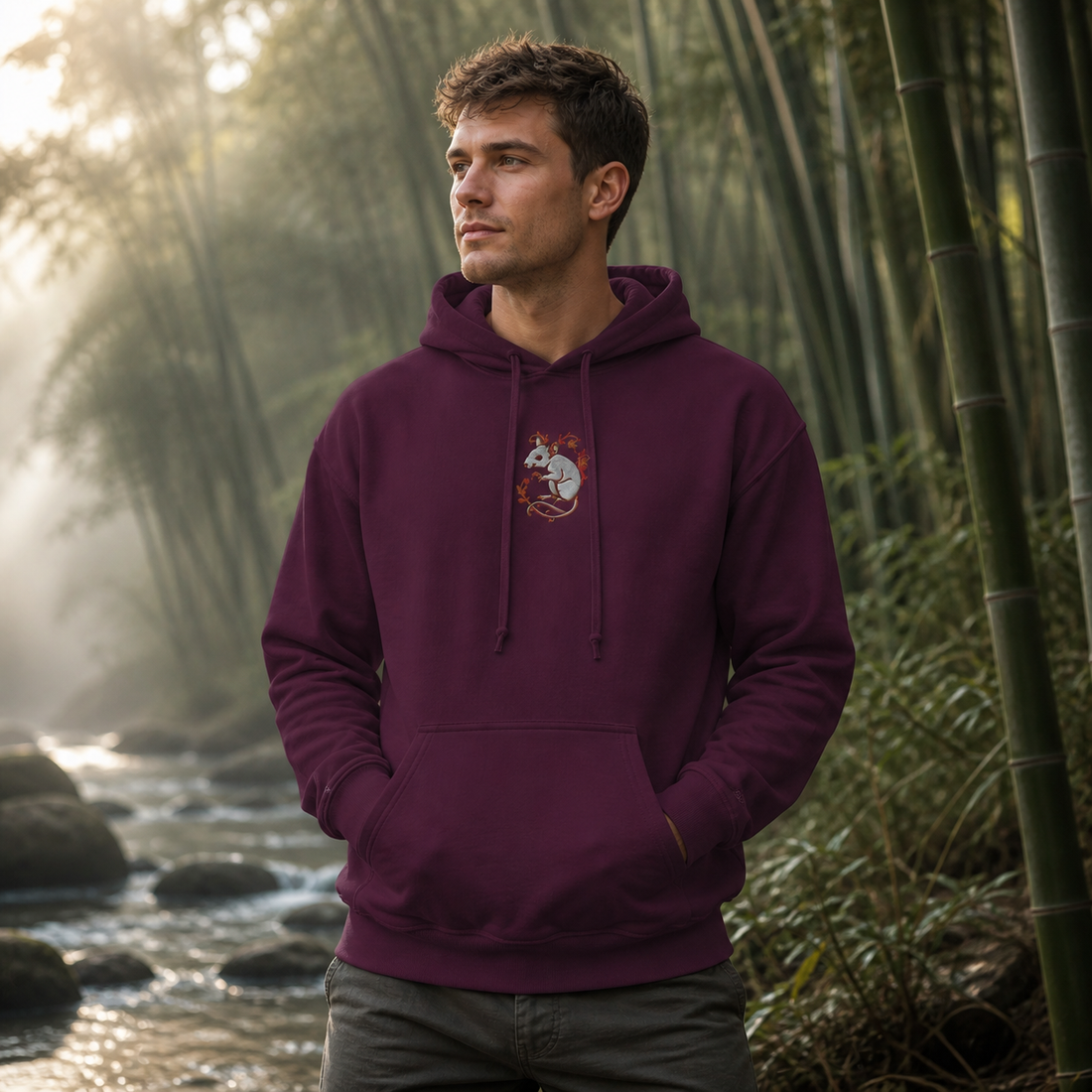 Rat Chinese Zodiac Hoodie in Maroon – Bright Future product image
