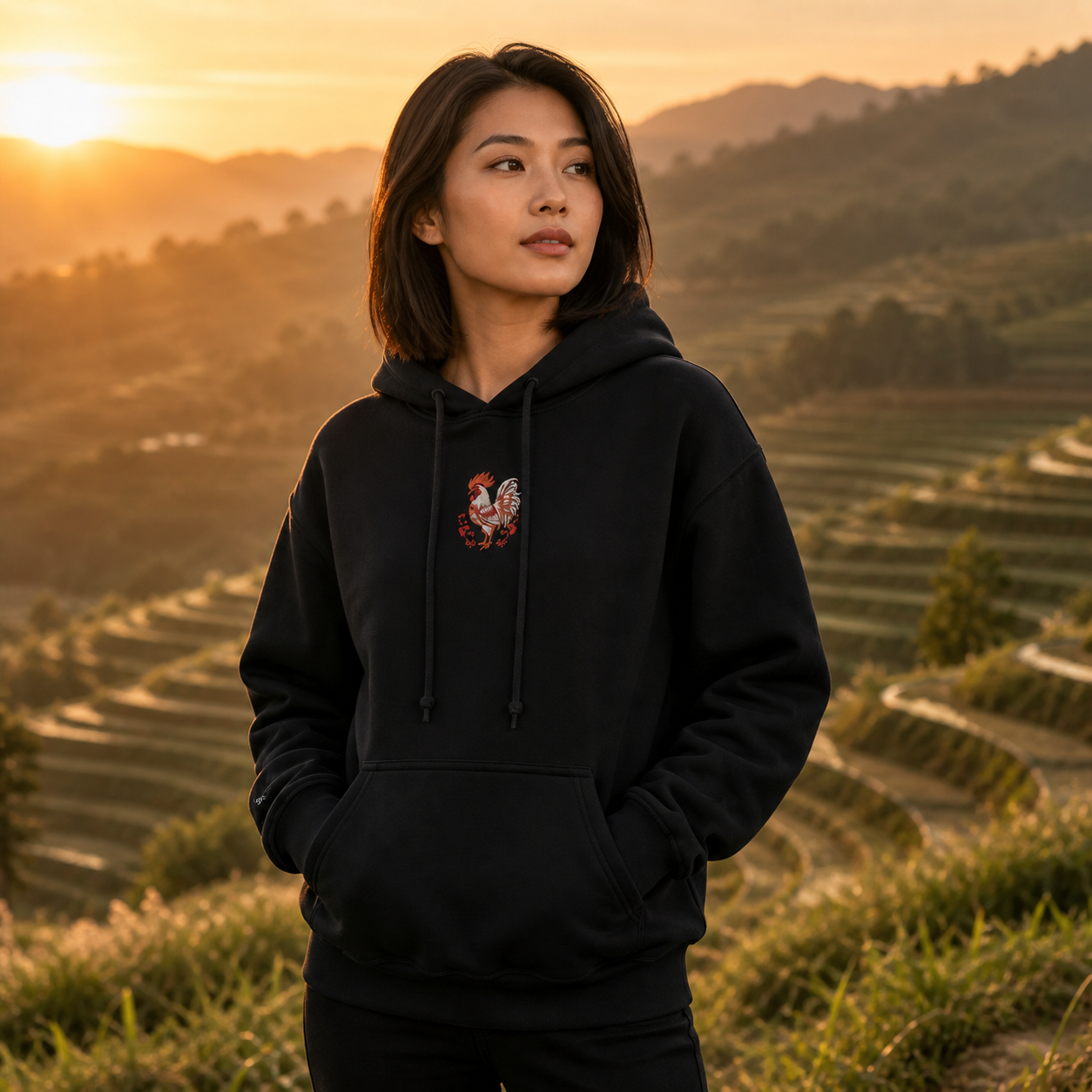 Rooster Chinese Zodiac Hoodie in Black – Bright Future product image