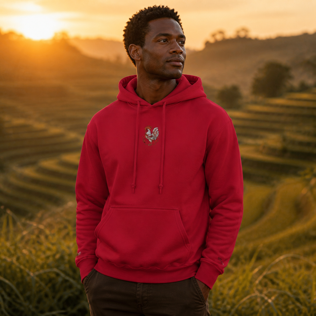 Rooster Chinese Zodiac Hoodie in Cherry Red – Bright Future product image
