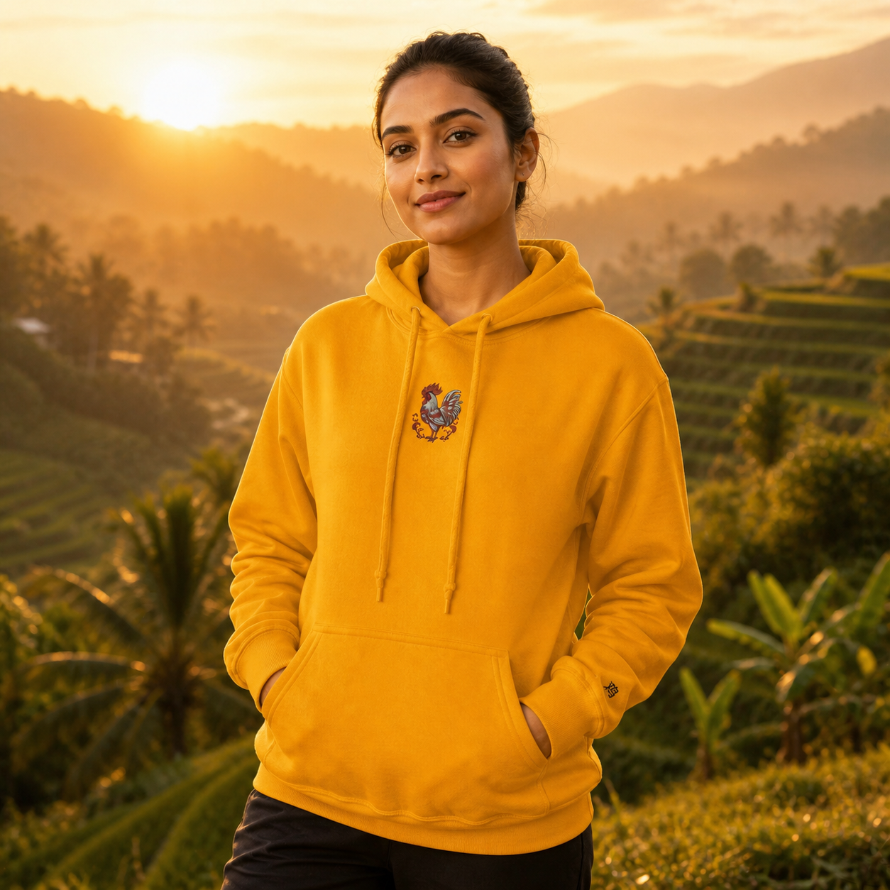 Rooster Chinese Zodiac Hoodie in Gold – Bright Future product image