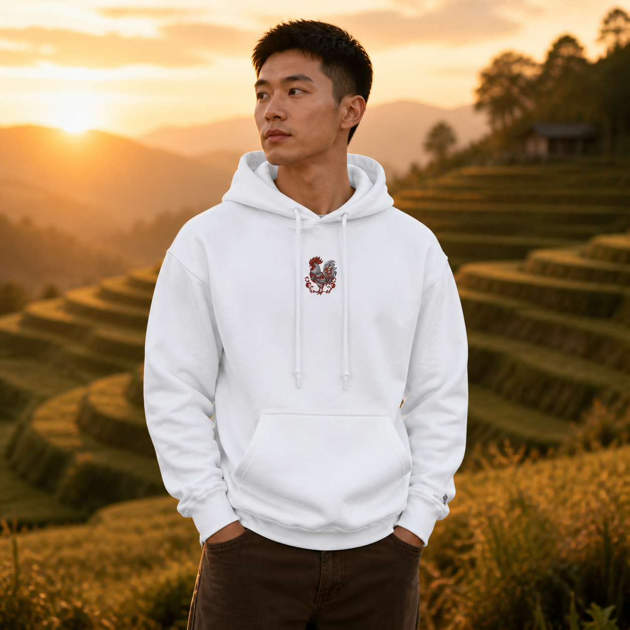 Rooster Chinese Zodiac Hoodie in White – Bright Future product image
