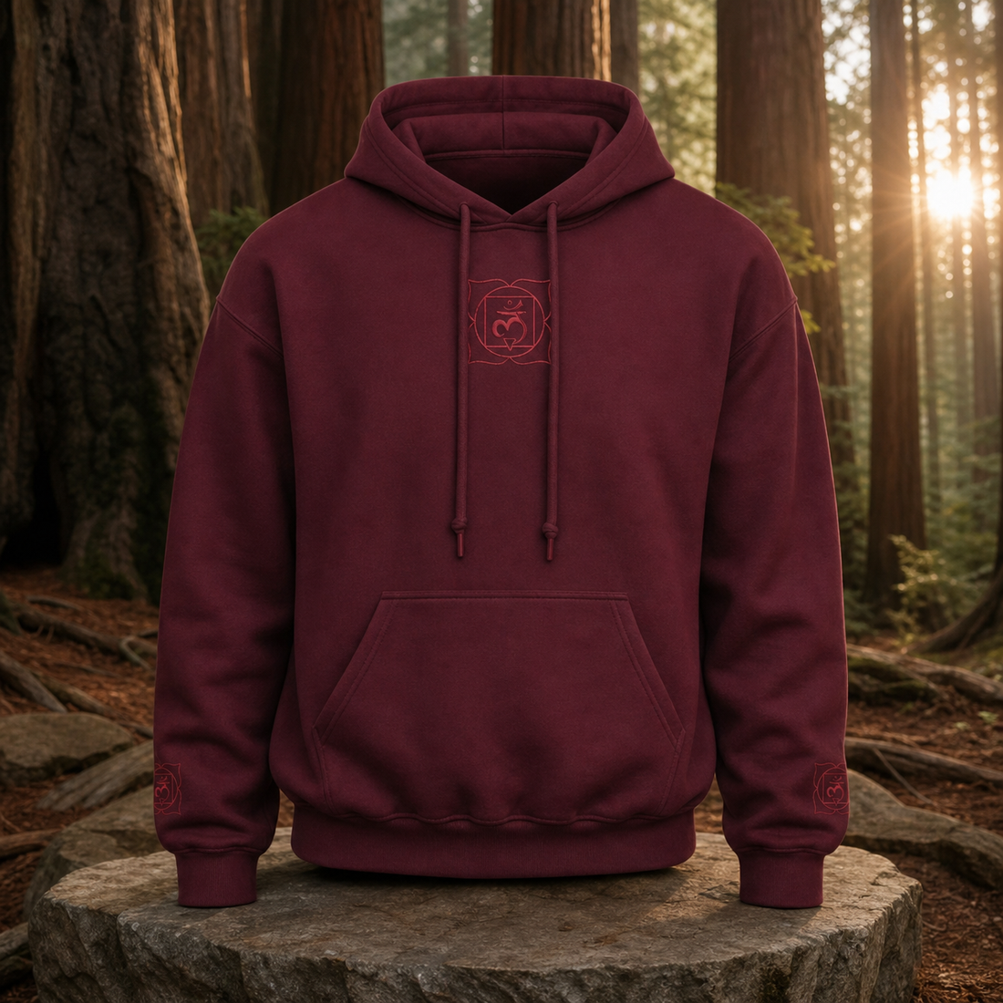 Root Chakra Hoodie in Maroon – Bright Future product image
