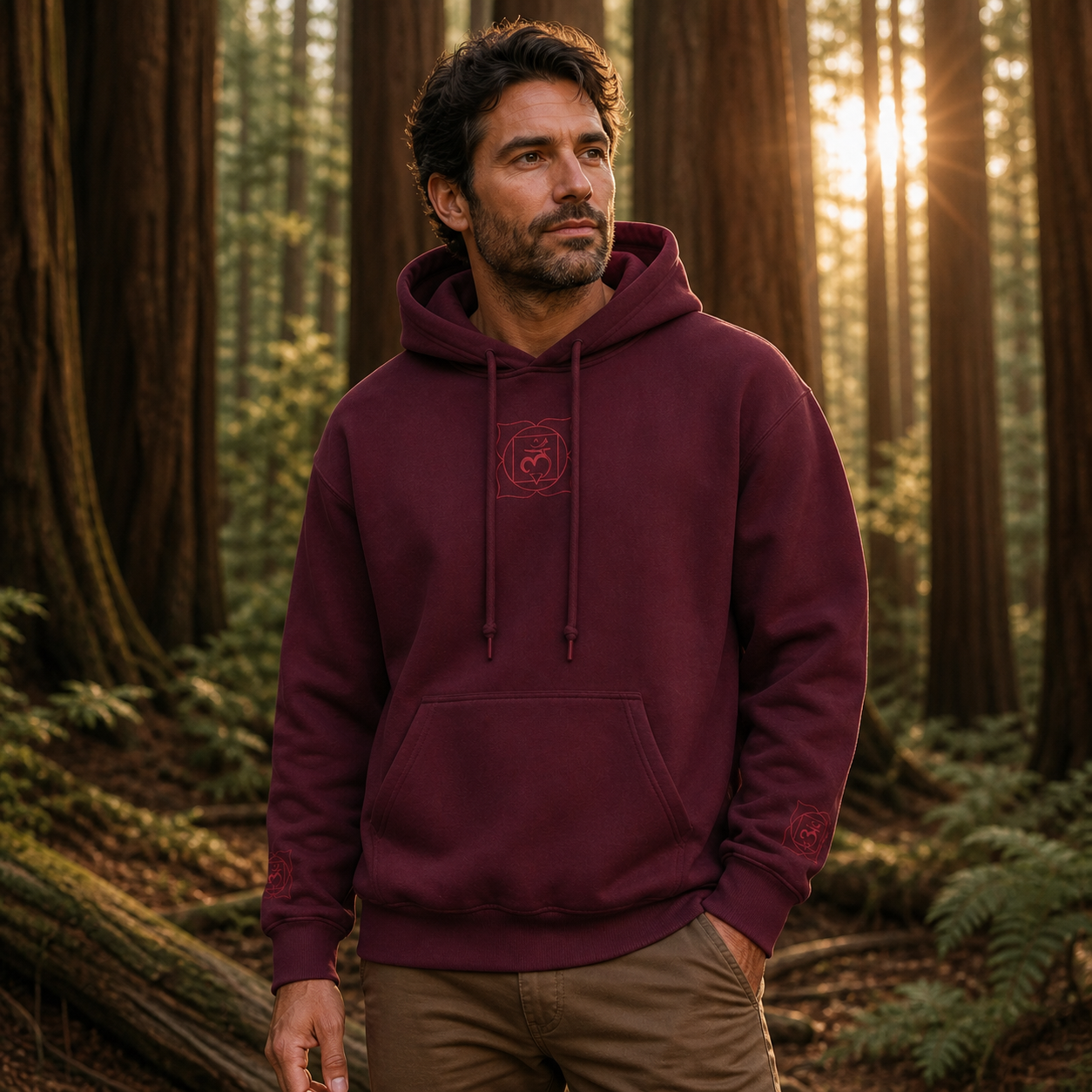 Root Chakra Hoodie in Maroon – Bright Future product image