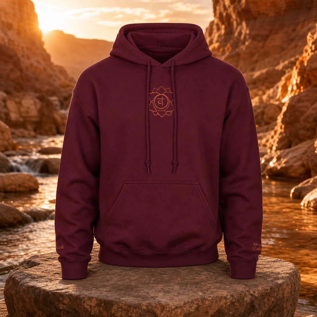 Sacral Chakra Hoodie in Maroon – Bright Future product image
