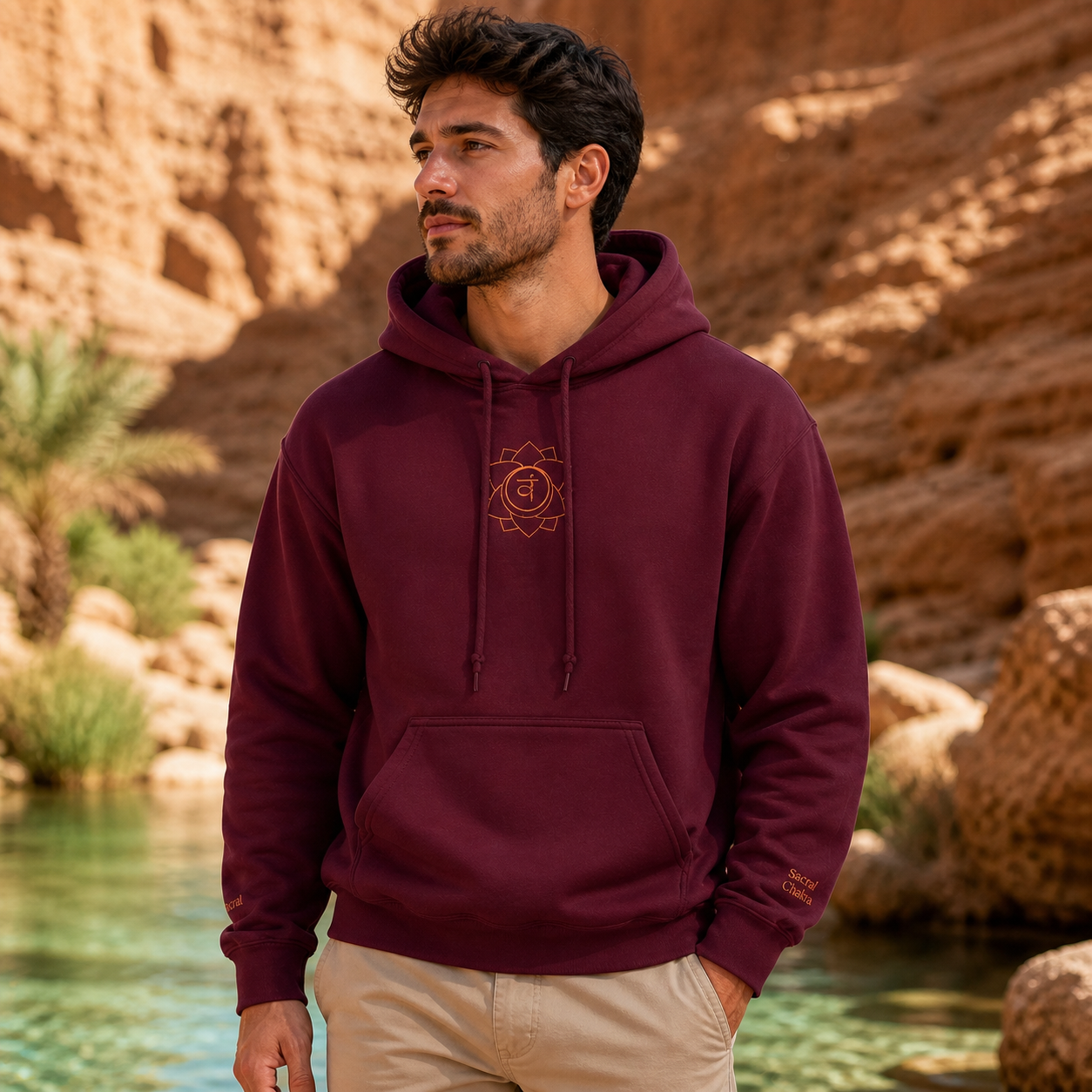 Sacral Chakra Hoodie in Maroon – Bright Future product image