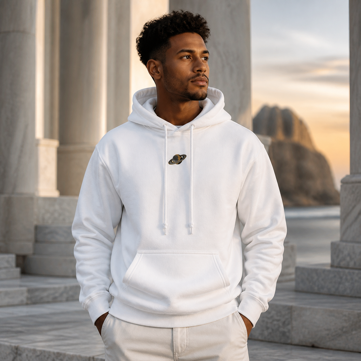 Saturn Planet Hoodie in White – Bright Future product image
