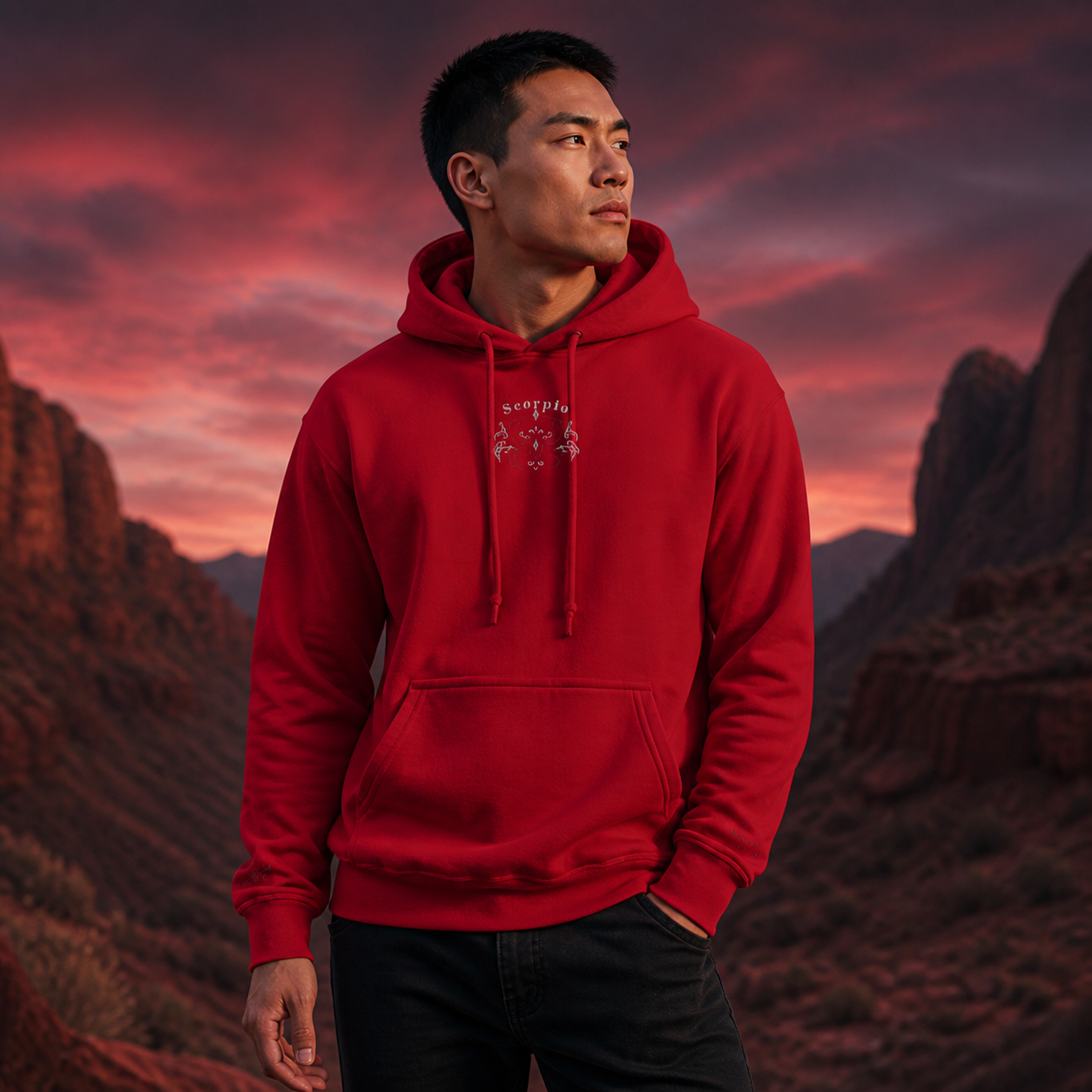 Scorpio Zodiac Hoodie in Cherry Red – Bright Future product image