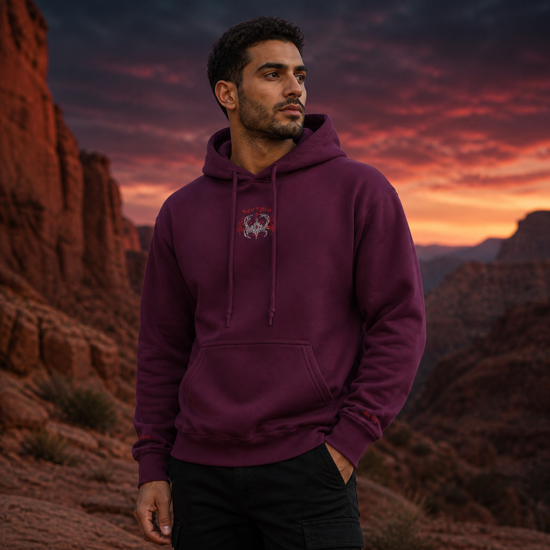 Scorpio Zodiac Hoodie in Maroon – Bright Future product image