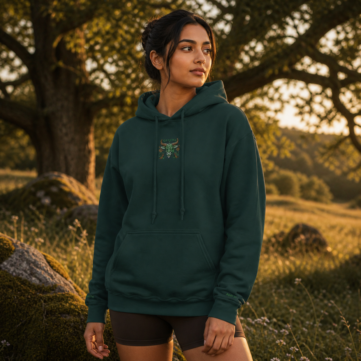 Taurus Zodiac Hoodie in Forest Green – Bright Future product image