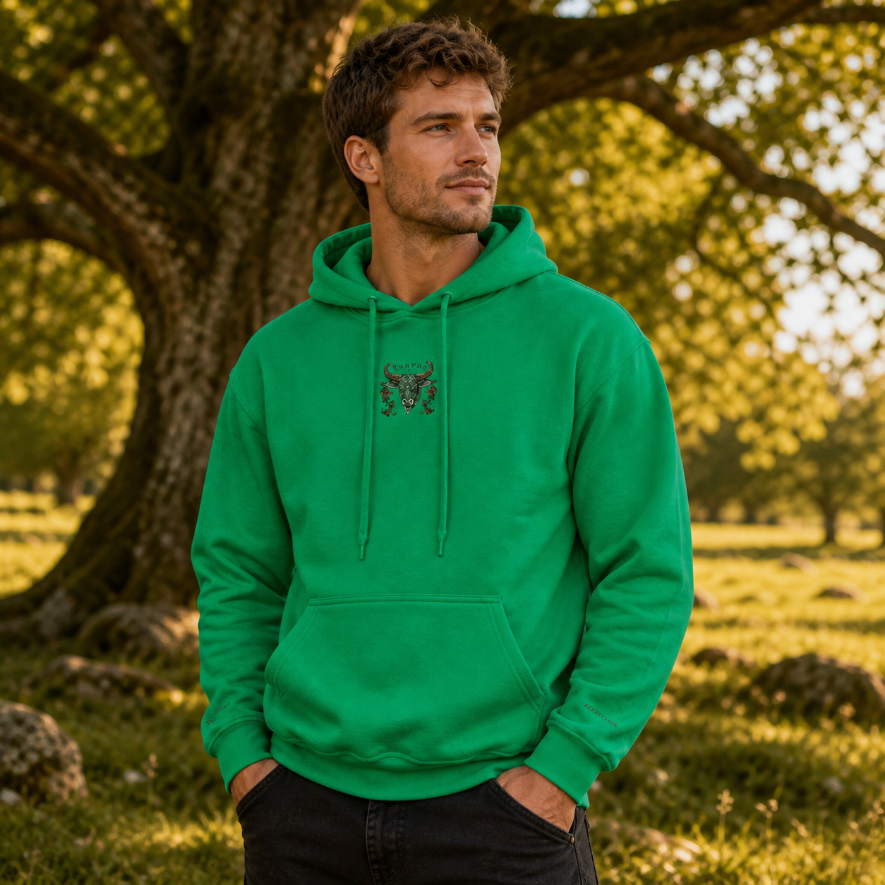 Taurus Zodiac Hoodie in Green – Bright Future product image
