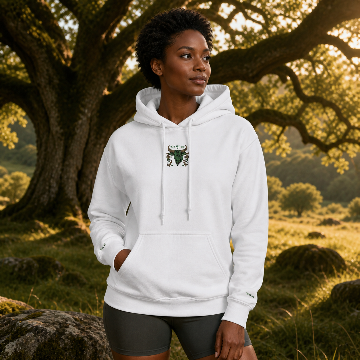 Taurus Zodiac Hoodie in White – Bright Future product image
